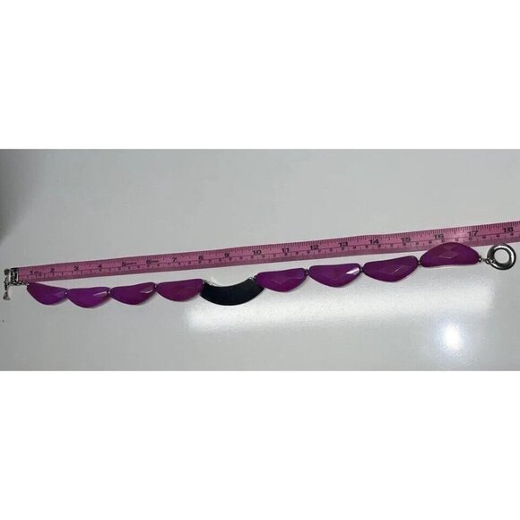 RLM STUDIO 925 SILVER WITH JADEITE PURPLE STONES Dyed? CHOKER STATEMENT NECKLACE - Picture 12 of 16